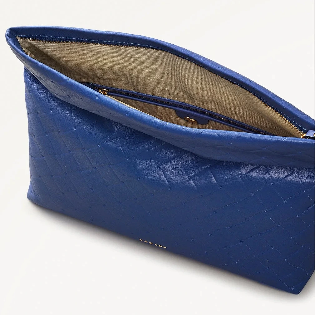 Radley Weaver Lane - Medium Flapover Clutch Bag - Yves Blue Weave Leather (NWT)