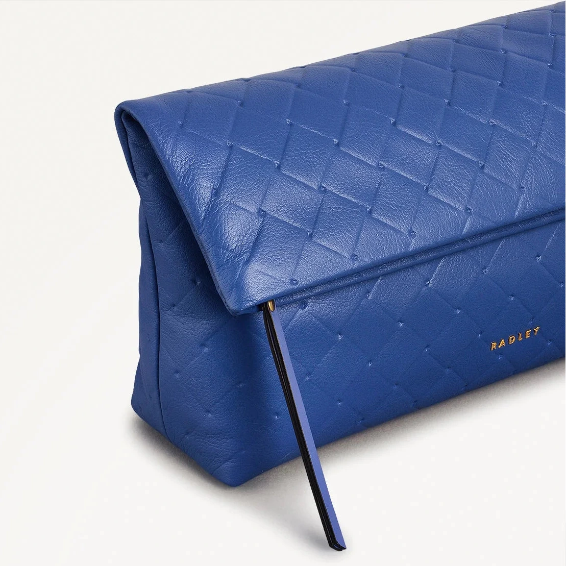 Radley Weaver Lane - Medium Flapover Clutch Bag - Yves Blue Weave Leather (NWT)